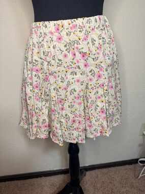 Belle Du Jour Girls XL Floral Mini Skirt Flowy Boho Cottagecore Prairie Peasant